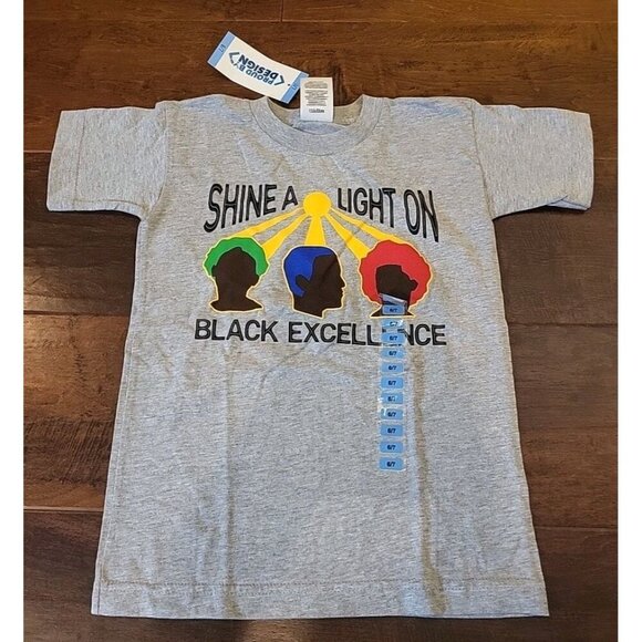Shine A Light On Black Excellence Tee T Shirt Size 6 7 NWT Proud by Design New - Picture 1 of 8